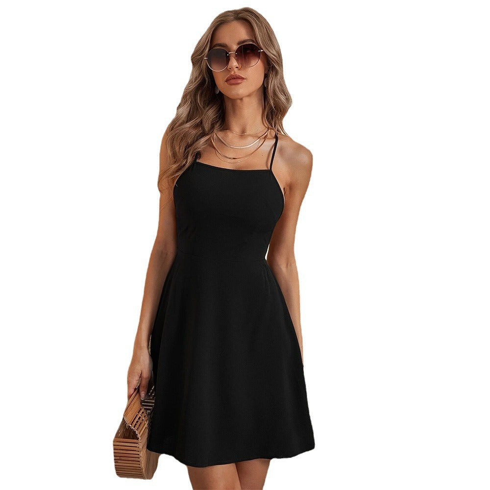 Robe d'été pour femmes en A avec des bretelles spaghetti Levoire