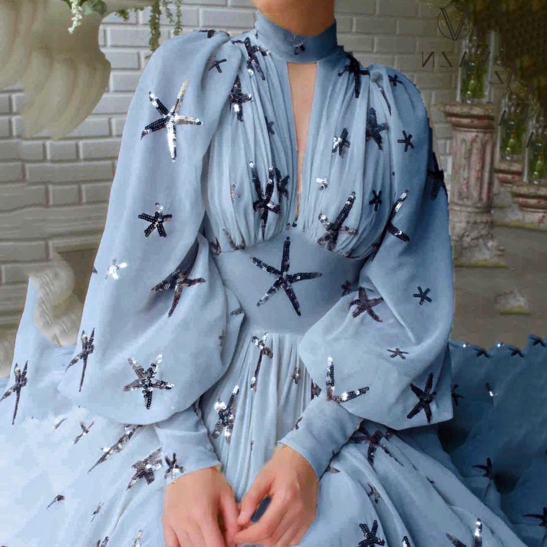 Levoire | Élégant Robe Courte à Jupe en Tulle pour le Soir Bleu clair