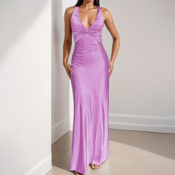 Robe en satin pour femmes avec détail enveloppant élégant Levoire