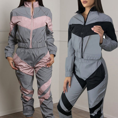 Ensemble de survêtement pour femmes avec un design à blocs de couleur tendance et une taille élastique Levoire
