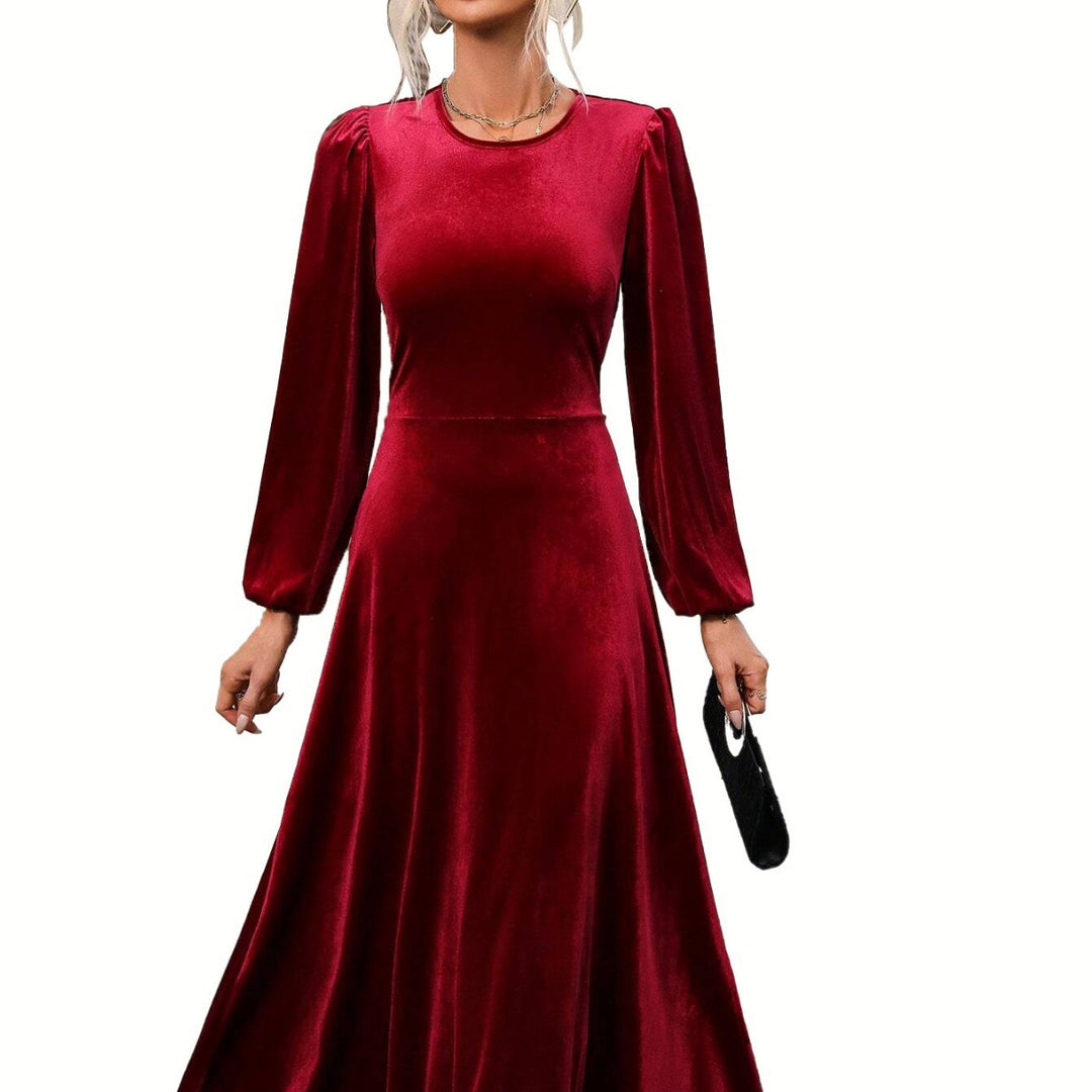 Robe de soirée en velours pour femmes avec manches longues et jupe évasée Levoire