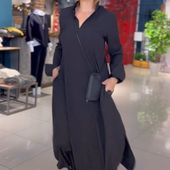 Robe maxi femme avec un col élégant et un design de poche pratique Levoire