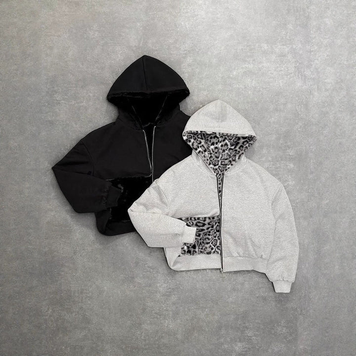 Veste à capuche pour femmes avec doublure en polaire animale et poches pratiques Levoire