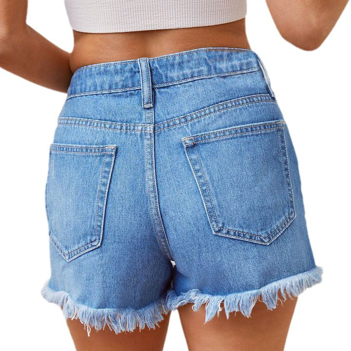 Shorts en denim pour femmes au look destroy avec ourlet effiloché Levoire
