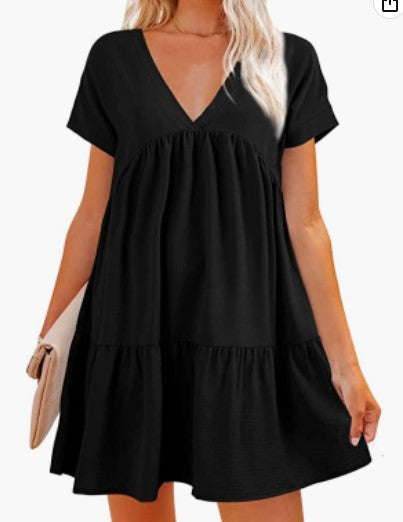 Robe femme à col en V avec un ourlet large et flottant Levoire