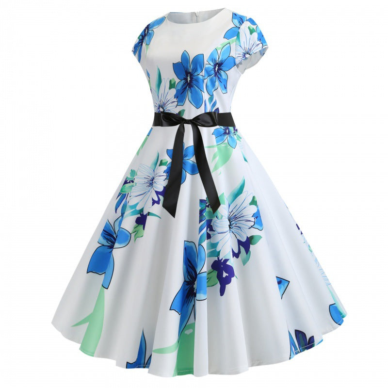 Robe swing femme avec des motifs floraux et une ceinture élégante Levoire