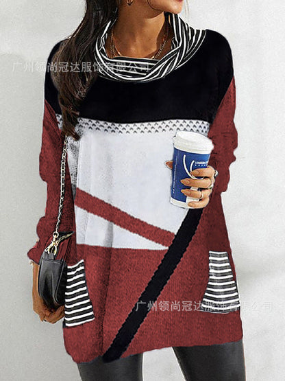 Levoire | Chemise à poche à col en pile imprimé élégante Bordeaux