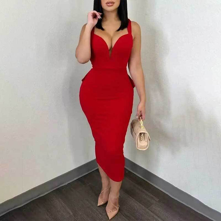 Robe de soirée élégante pour femmes avec décolleté en V profond et coupe ajustée Levoire