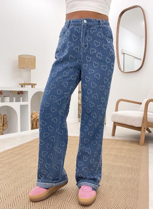 Jeans pour femmes à coupe décontractée avec motif floral Levoire