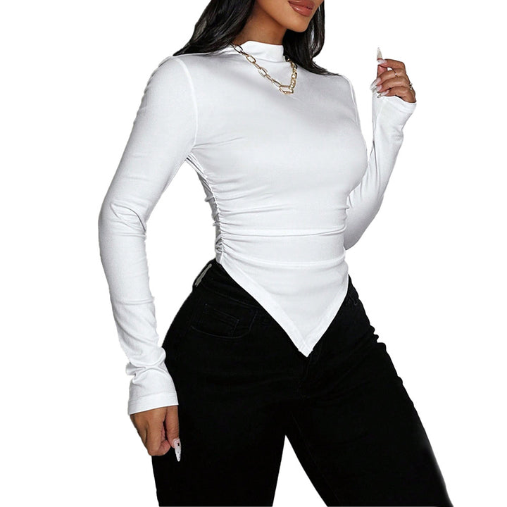 Tops femme à manches longues avec ourlet asymétrique et élégantes fronces Levoire
