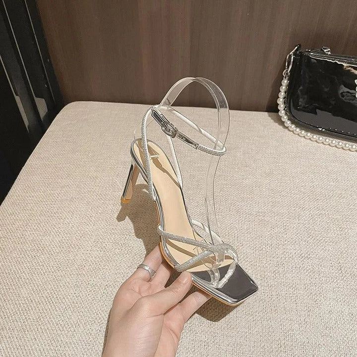 Levoire | Sandales à talon haut avec une seule sangle Gris 8cm