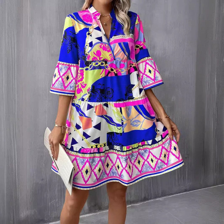 Levoire | Élégante robe-blouse à volants à manches cinq points