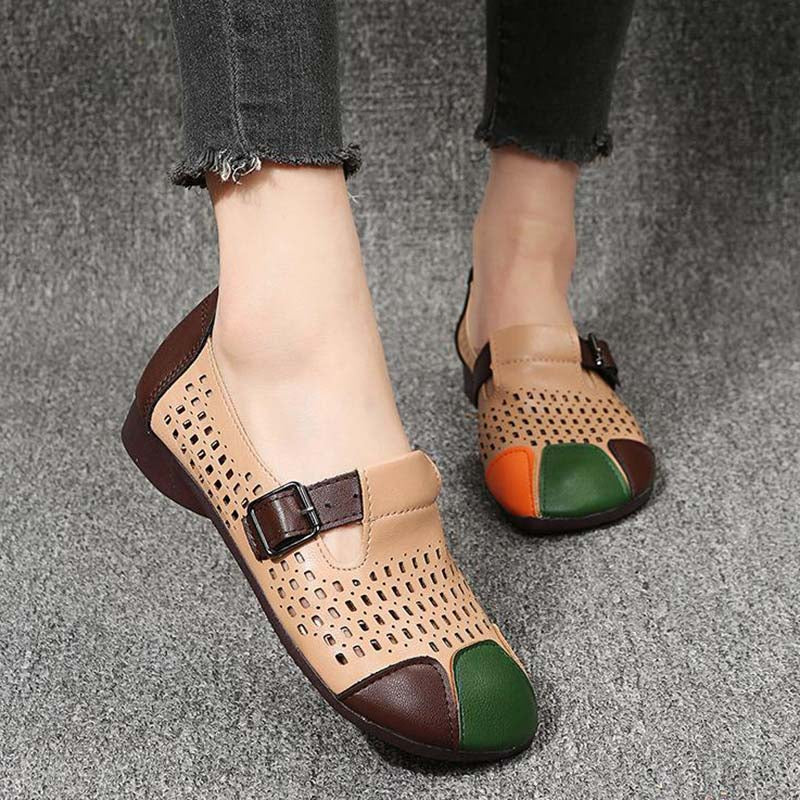 Levoire | Sandales À Air Avec Une Boucle Et Un Bout Coloré Pour Femmes Kaki