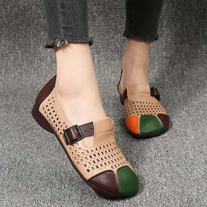 Levoire | Sandales À Air Avec Une Boucle Et Un Bout Coloré Pour Femmes Kaki