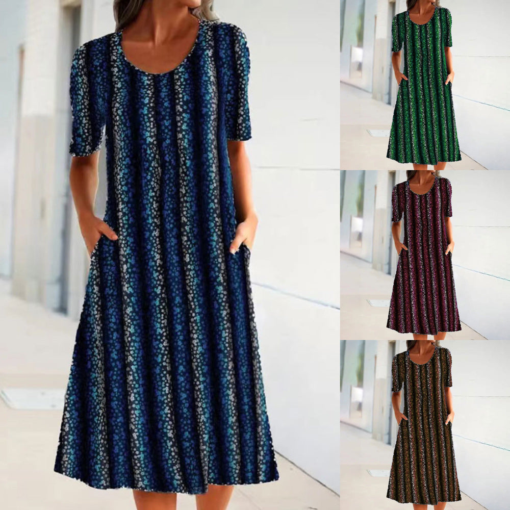 Levoire | Rennon leopard rayé pusero col rond à manches courtes robe