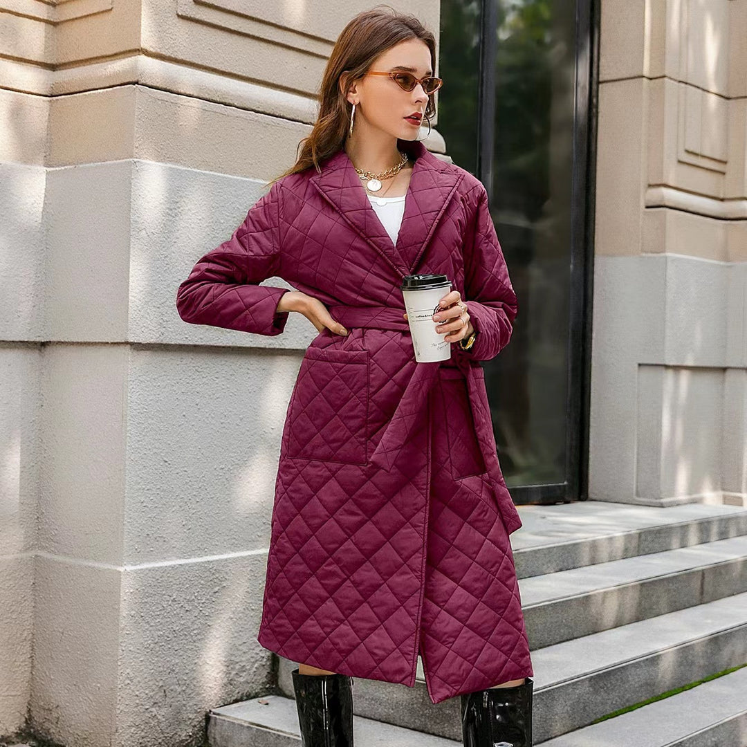 Manteau d'hiver matelassé pour femme avec ceinture élégante Levoire