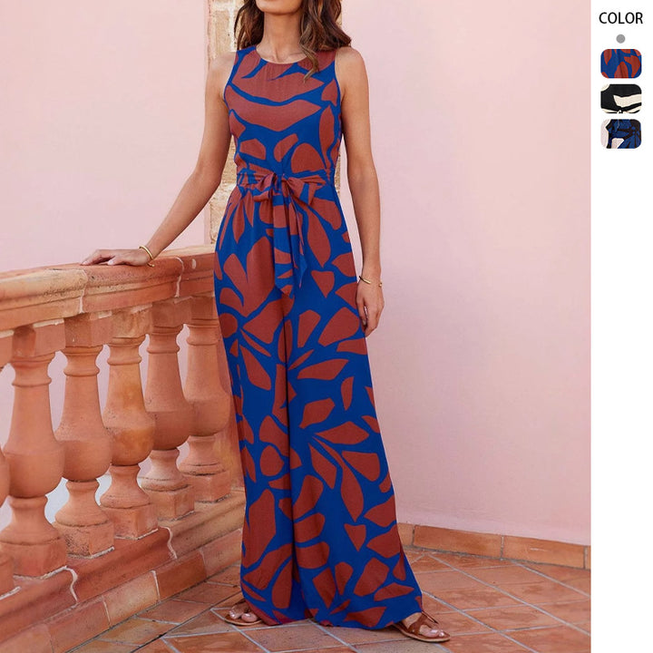 Robe maxi florale pour femmes avec ceinture à nouer et coupe élégante Levoire