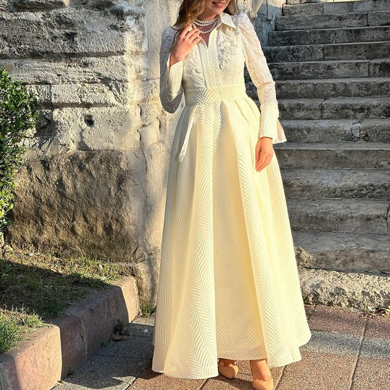 Levoire | Élégant Vintage Robe Longue à Manches Slim