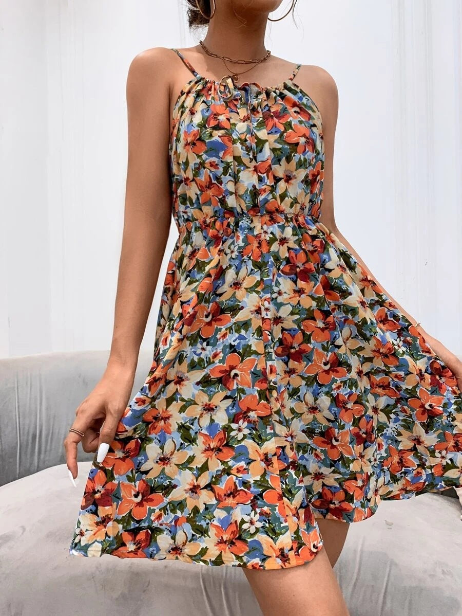 Levoire | Robe Avec Ceinture Élastique À La Taille Rouge orange