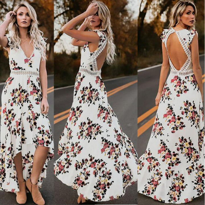 Robe maxi femme avec accents floraux et taille élastique Levoire