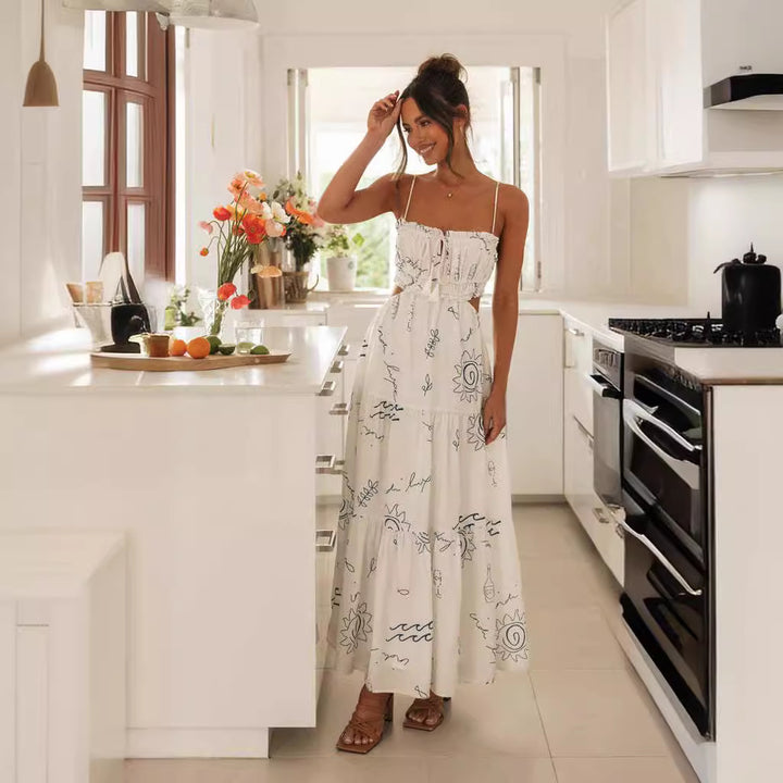 Robe maxi pour femmes avec bretelles réglables et corsage élastique Levoire