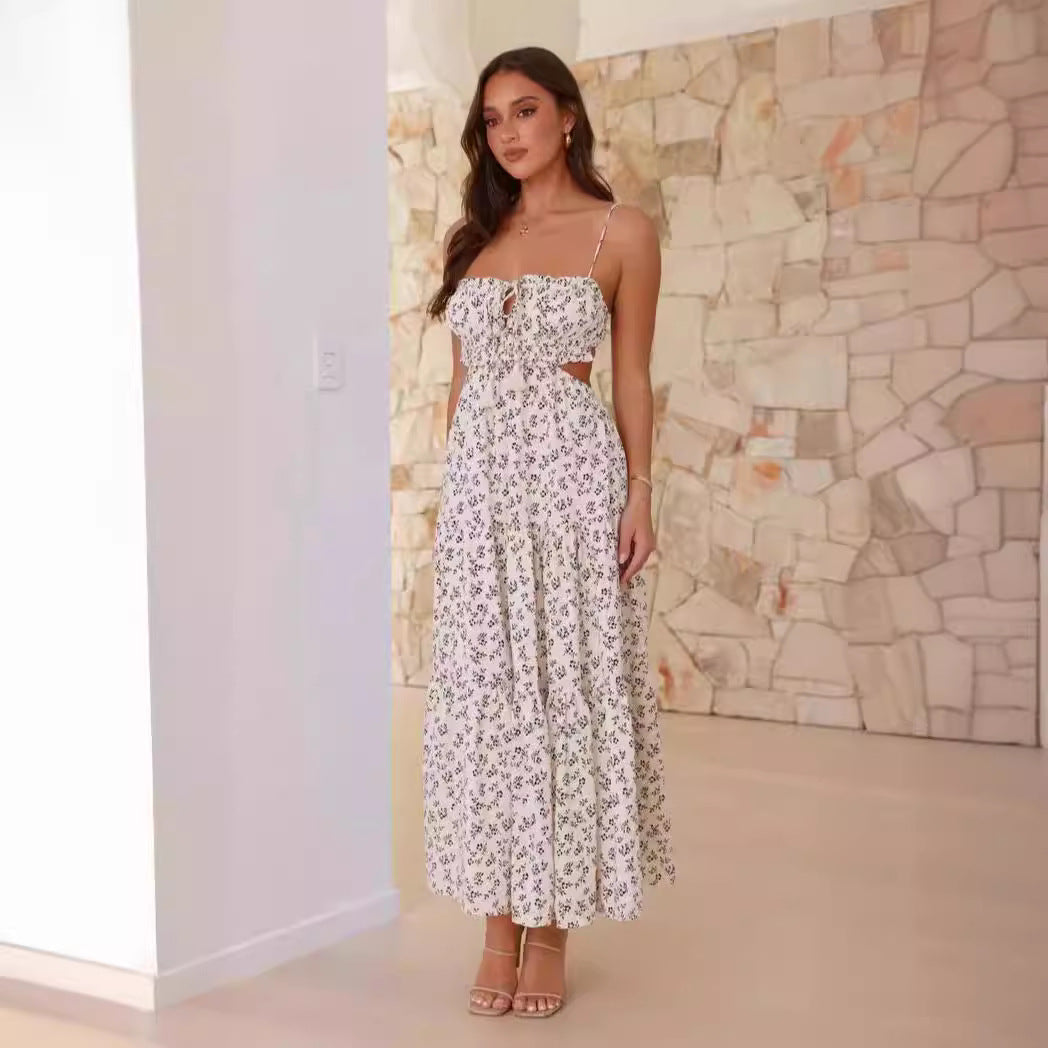 Robe maxi hamac pour femmes avec volants et accents en dentelle Levoire