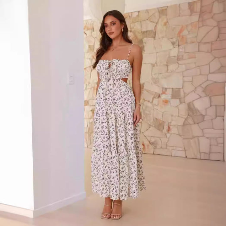 Robe maxi hamac pour femmes avec volants et accents en dentelle Levoire