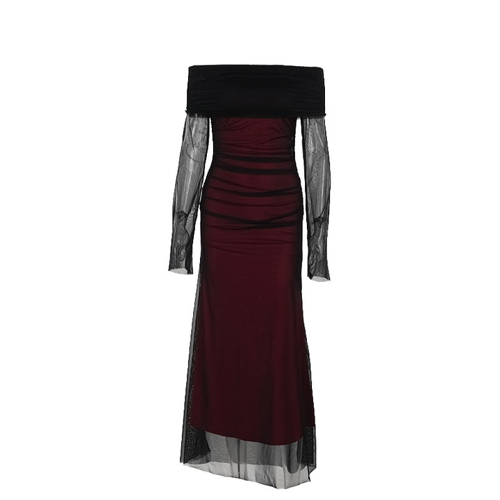 Robe maxi élégante femmes à épaules dénudées avec design de volants sophistiqué Levoire