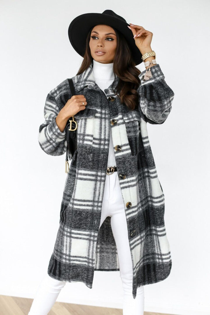 Veste à carreaux grande taille pour femmes Levoire