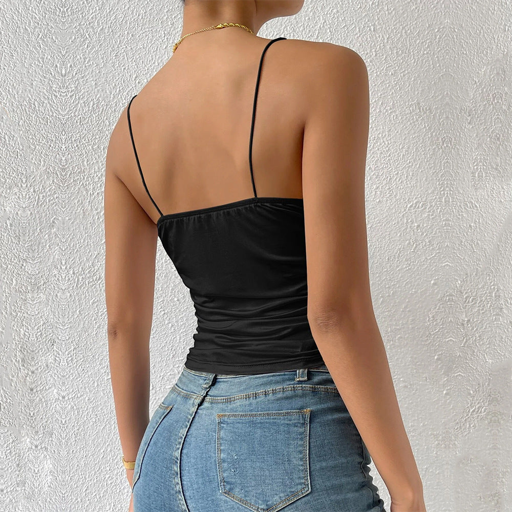 T-shirt ajusté pour femmes avec décolleté en V et fronces Levoire