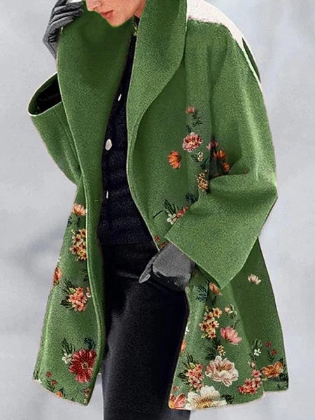Levoire | Élégant Et Stylé Manteau Long Fleurs rouges