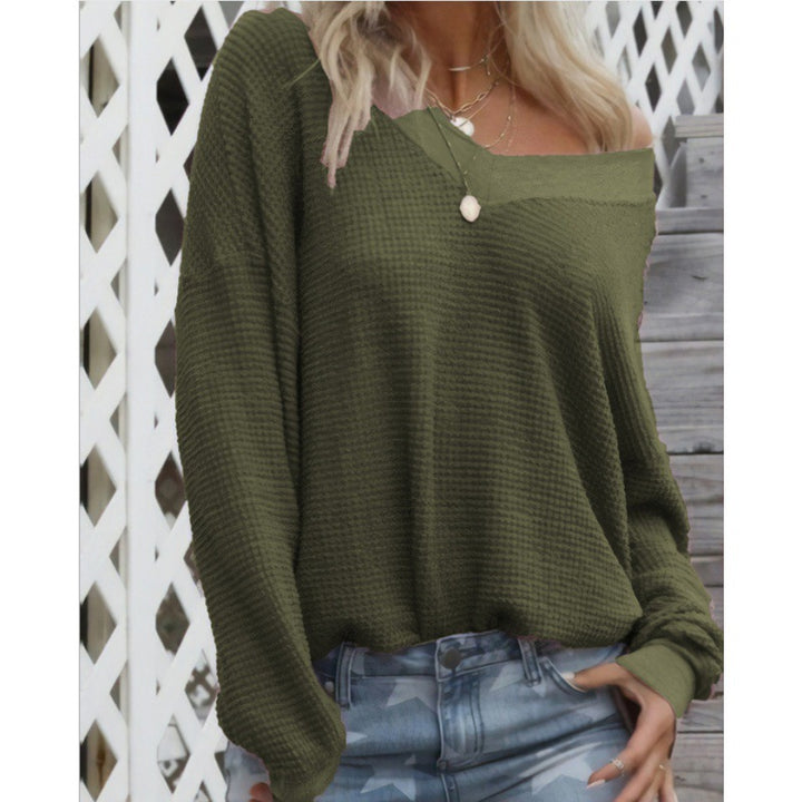 Sweat en coton oversized pour femmes avec col V décontracté et détails en côtes Levoire