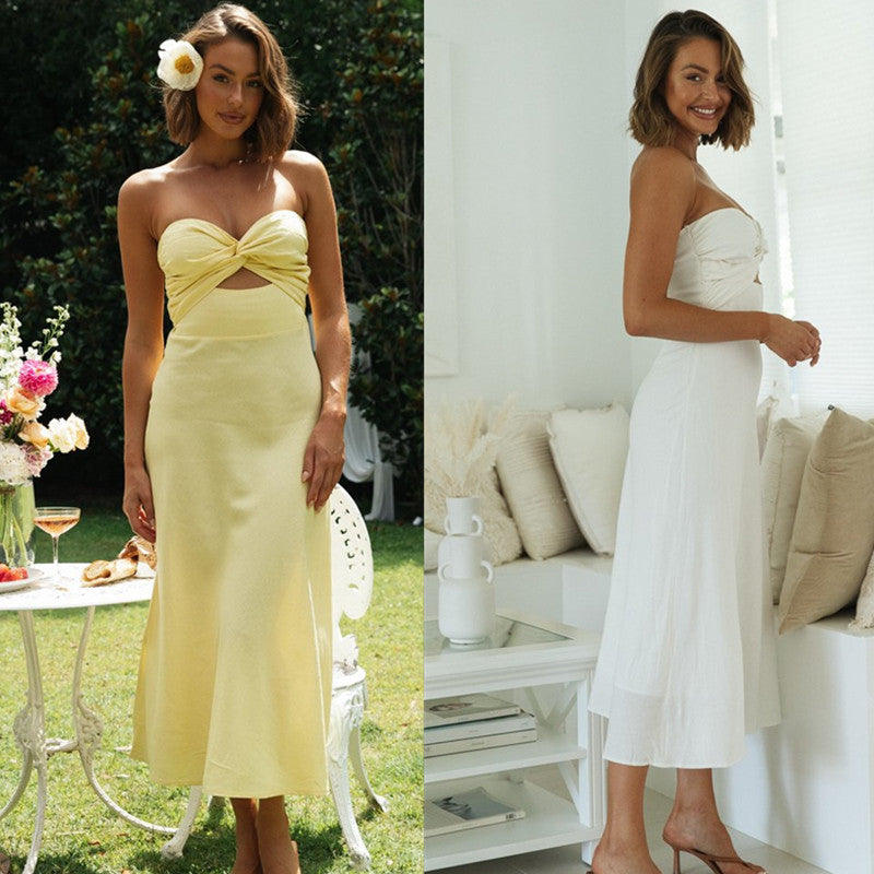 Robe midi pour femmes avec détail de nœud séduisant et coupe ajustée Levoire