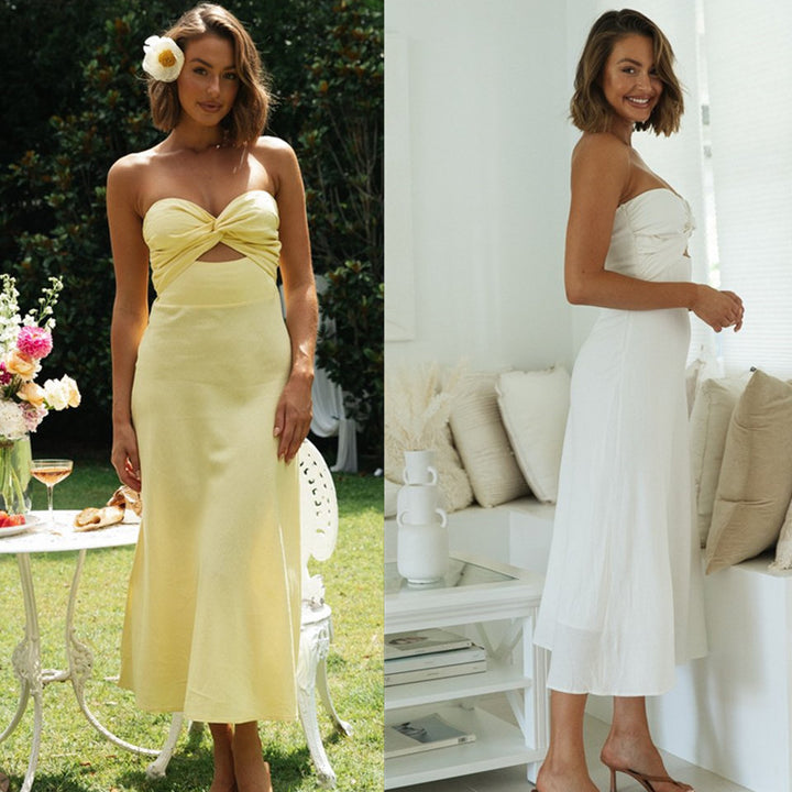 Robe midi pour femmes avec détail de nœud séduisant et coupe ajustée Levoire
