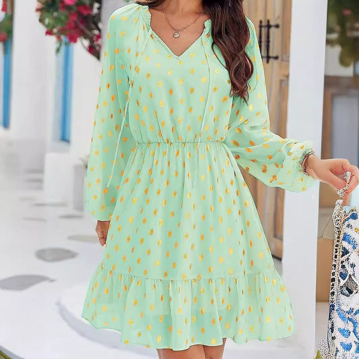 Robe en lin décontractée pour femmes avec détails volantés Levoire