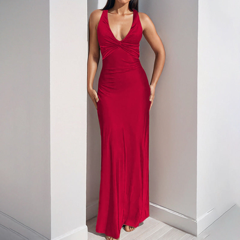Robe en satin pour femmes avec détail enveloppant élégant Levoire