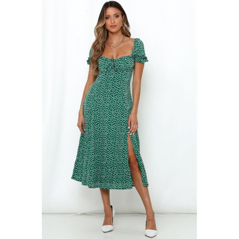 Robe midi femme avec fente latérale et motif floral romantique Levoire