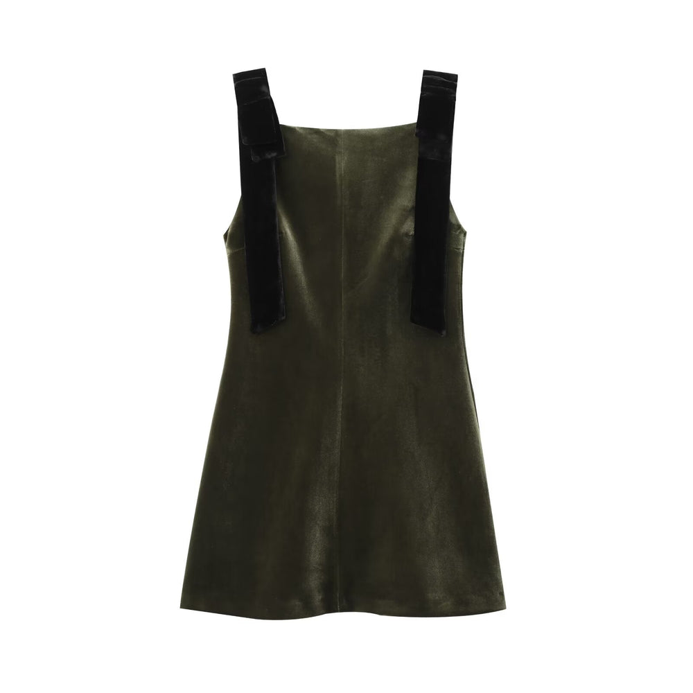 Levoire | Robe kimono en velours couleur de fête vert olive