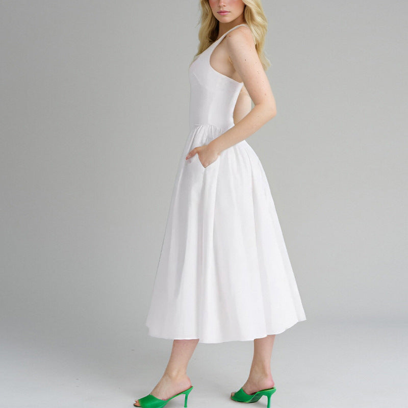 Robe Maxi Élégante pour Femmes avec Décolleté en V Profond et Jupe Flottante Levoire