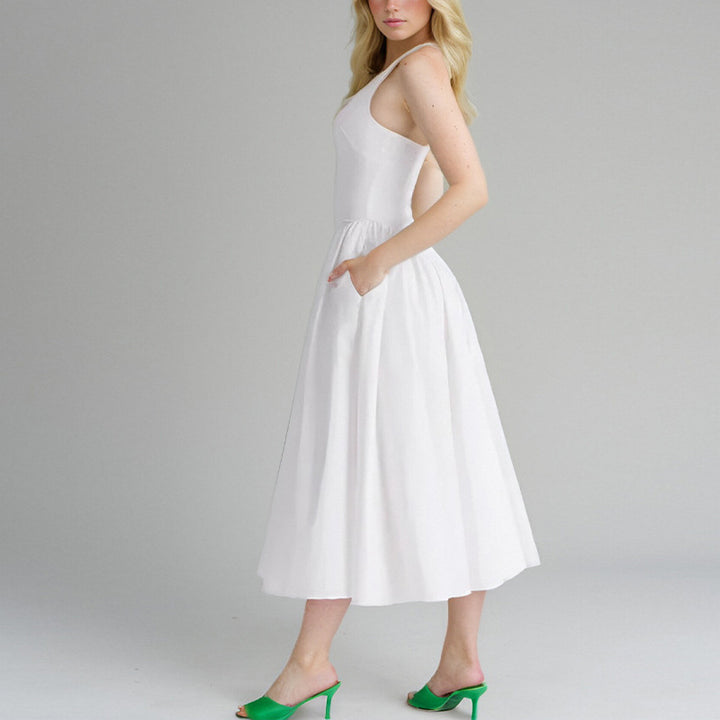 Robe Maxi Élégante pour Femmes avec Décolleté en V Profond et Jupe Flottante Levoire