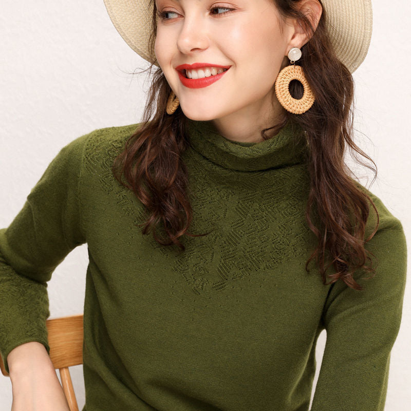 Pull pour femmes à col montant avec un motif texturé fin Levoire