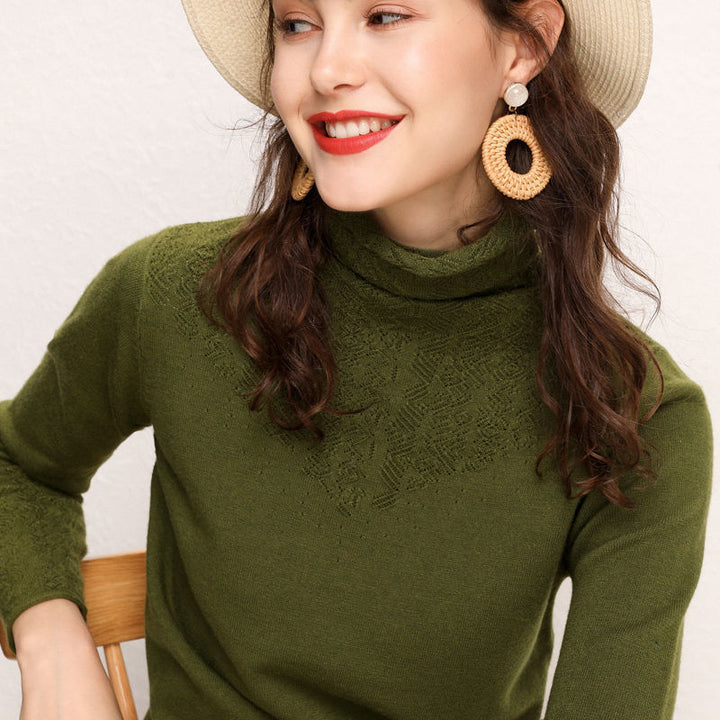 Pull pour femmes à col montant avec un motif texturé fin Levoire