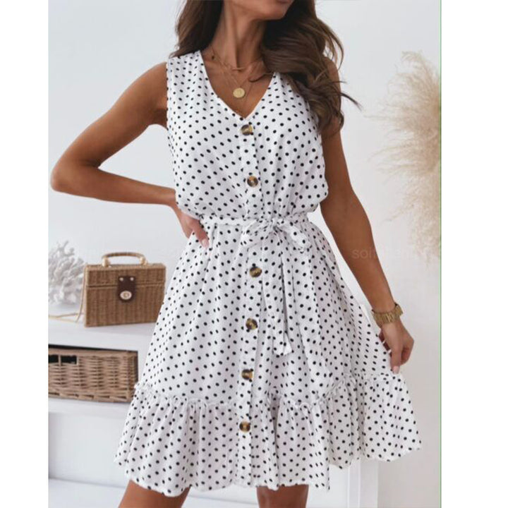 Robe portefeuille pour femmes avec des pois et ceinture à la taille Levoire