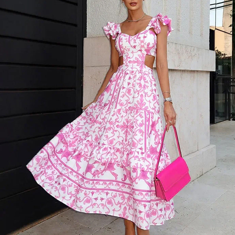 Robe maxi femme avec un design découpé romantique et des détails en volants Levoire