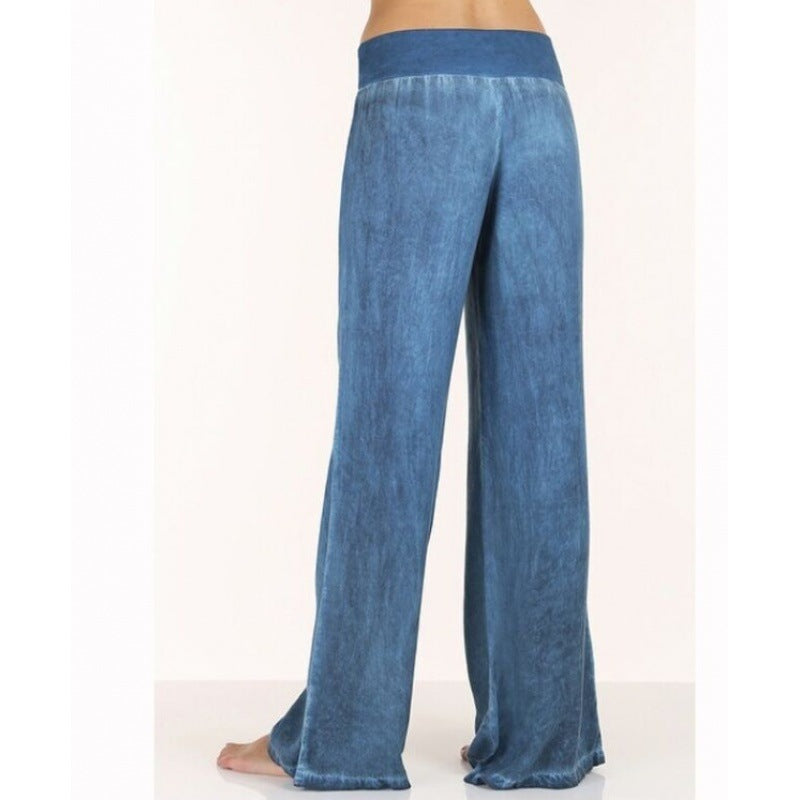 Pantalons amples et fluides pour femmes avec taille élastique et look denim tendance Levoire