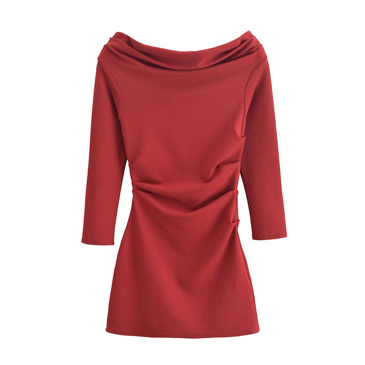 Levoire | Robe mini à épaule drapée tendance à manches longues