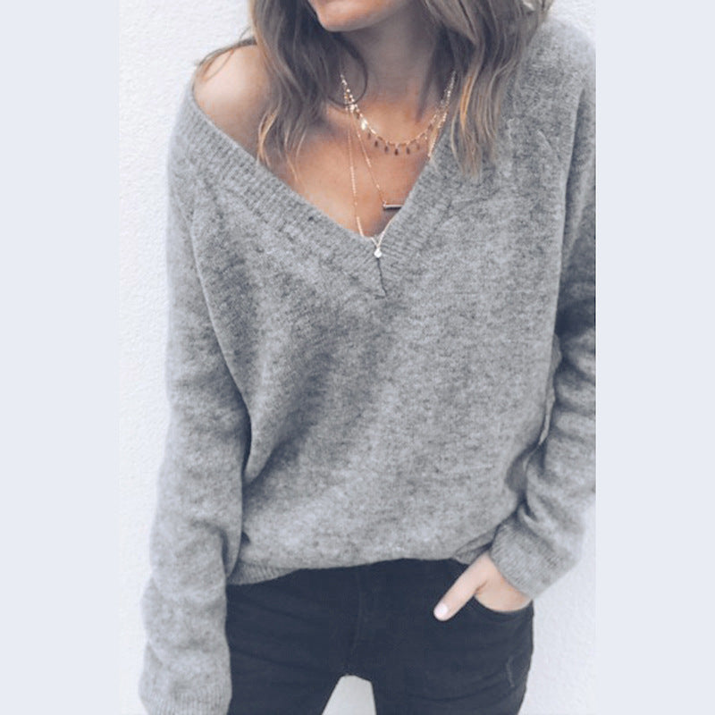 Pull femme avec col en V et coupe décontractée Levoire