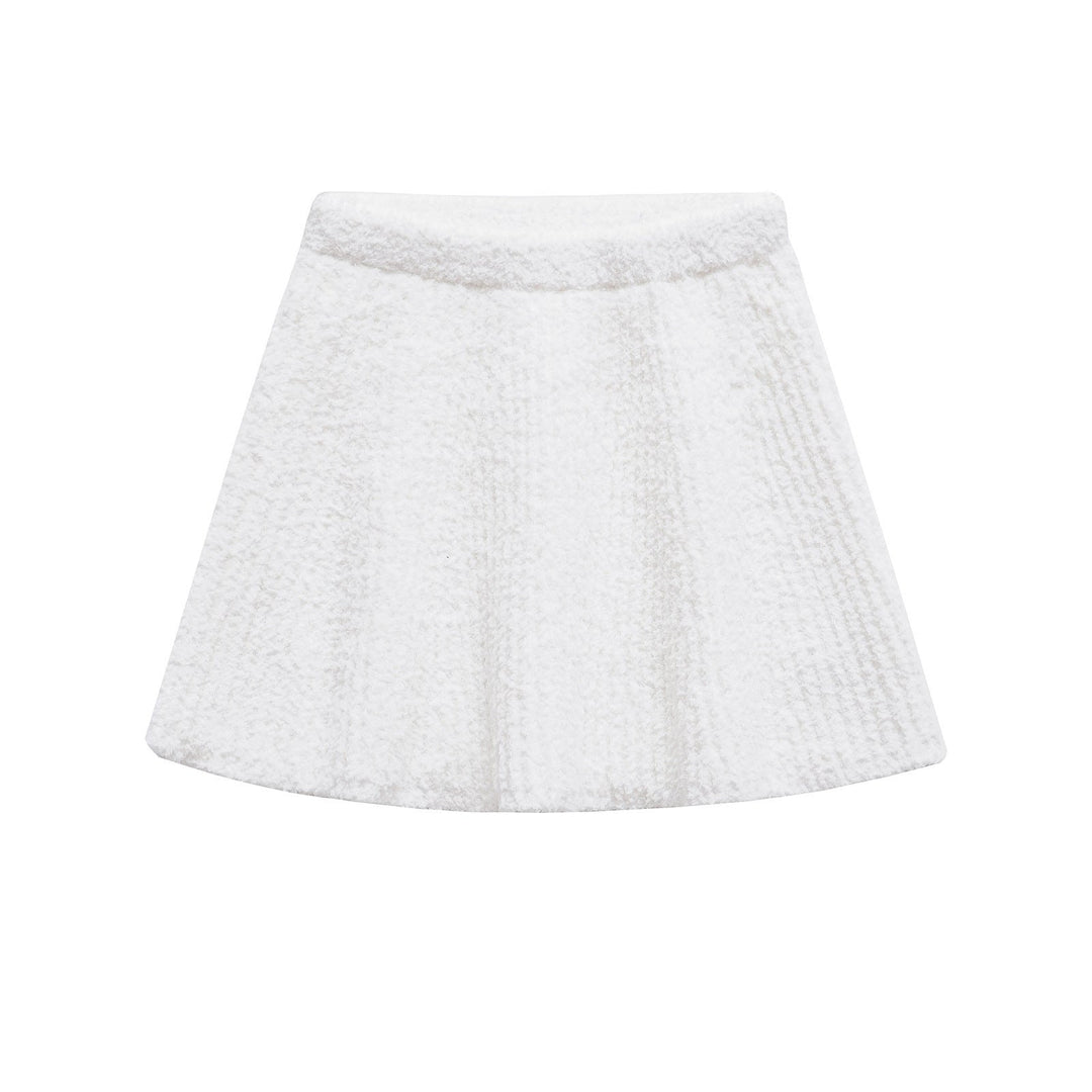 Levoire | Pull en tricot élégant Ensemble de jupe courte tricotée Jupe courte blanche A3