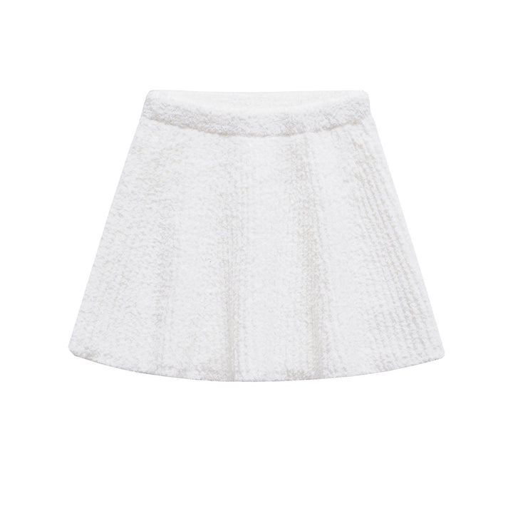 Levoire | Pull en tricot élégant Ensemble de jupe courte tricotée Jupe courte blanche A3