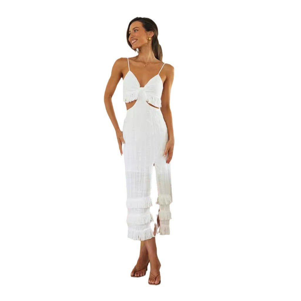 Robe maxi femme avec franges et détails découpés Levoire
